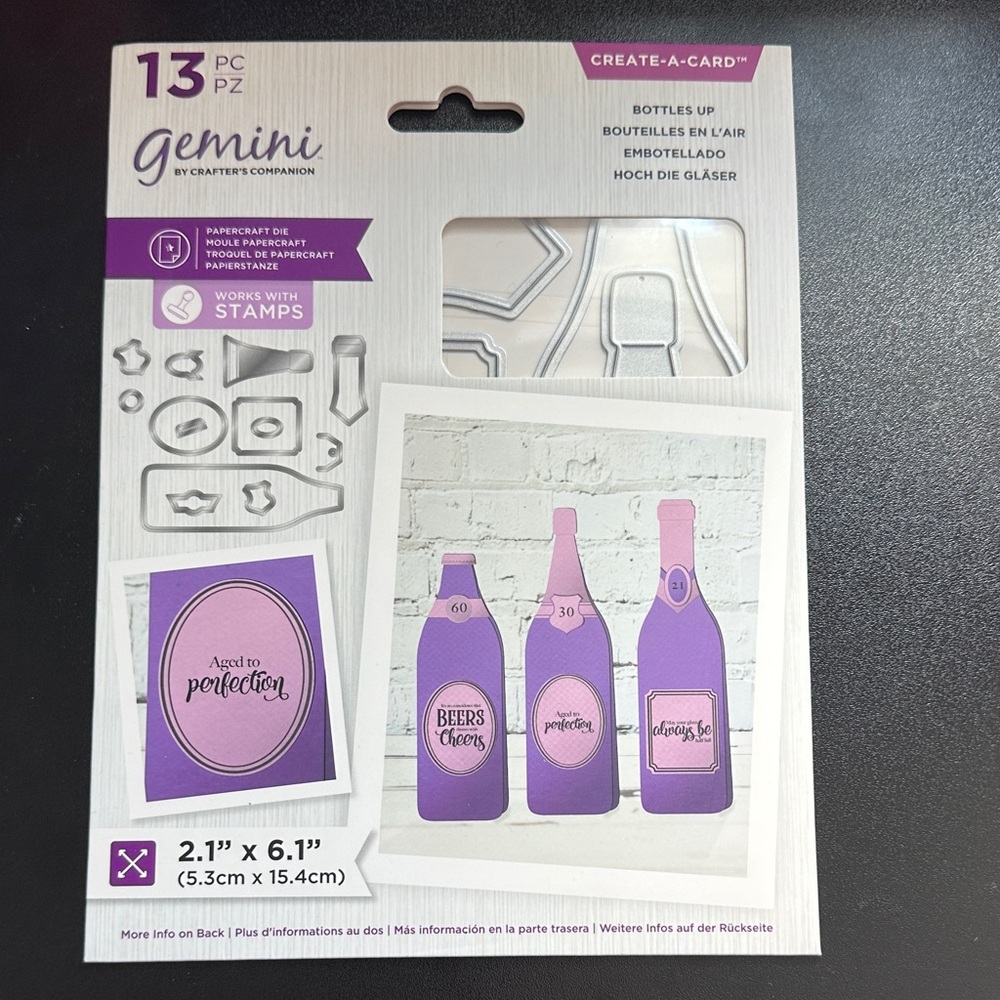 Gemini Create-A-Card Papercraft Die 13 Piece Set Bottles Up New
